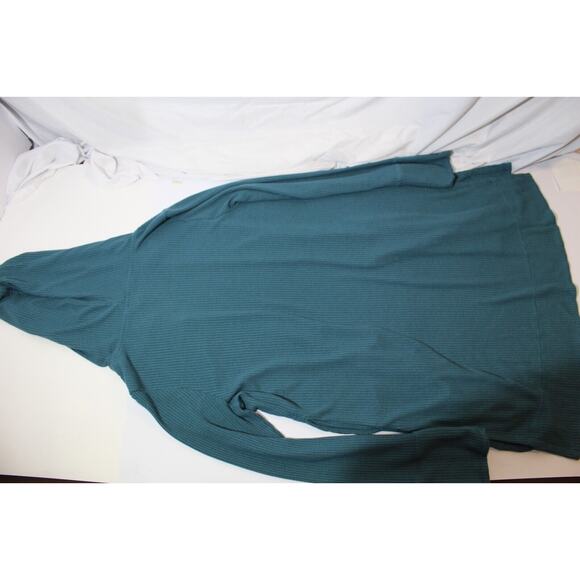 Athleta Harmony Pose Wrap Green Ribbed Hooded Open Cardigan Size: M Pockets LS - Picture 9 of 11